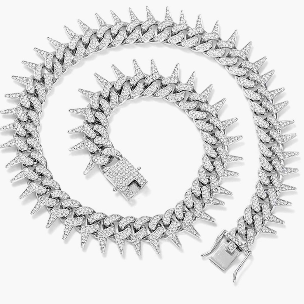 Custom made iced out Cuban link spikes hip hop chain limited stock BEST GIFT WOW - Picture 1 of 8